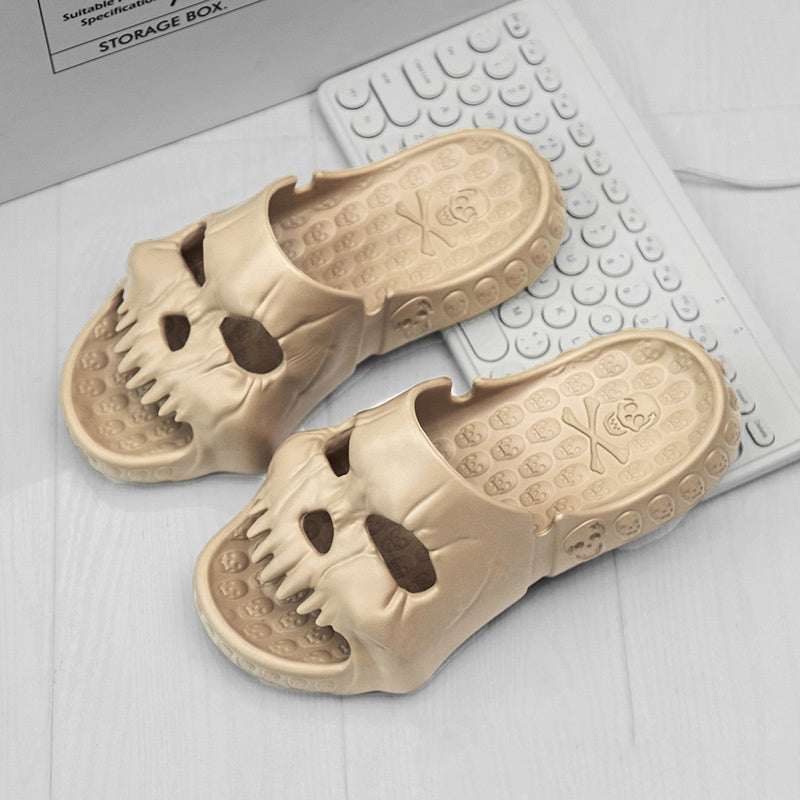 Personalised Skull Design Halloween Slippers Bathroom Indoor Outdoor Funny Slides Beach Shoes