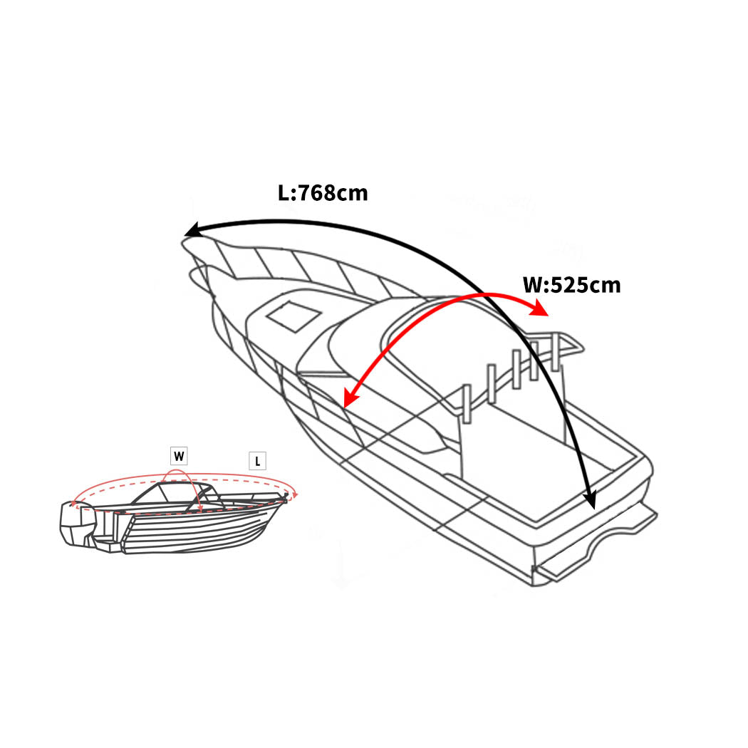 Boat Cover 17FT-19FT Jumbo Trailerable Grey-1831592569944018946