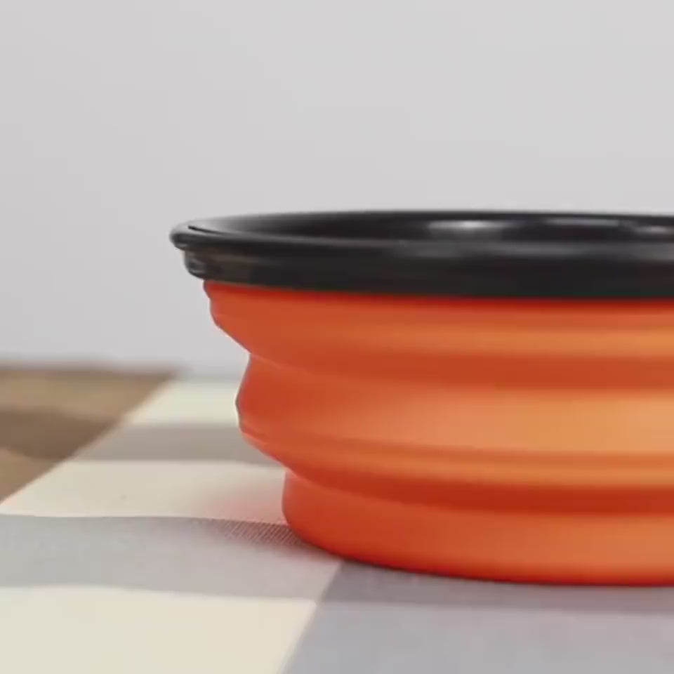 Folded silicone pet dog bowl