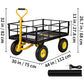 Steel Garden Cart Heavy Duty 500/900/1200/1400lbs Capacity with Removable Mesh Sides to Convert into Flatbed Metal Wagon