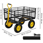 Steel Garden Cart Heavy Duty 500/900/1200/1400lbs Capacity with Removable Mesh Sides to Convert into Flatbed Metal Wagon