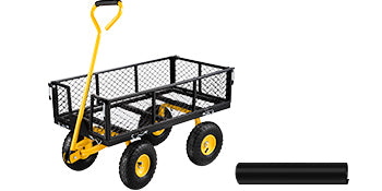 Steel Garden Cart Heavy Duty 500/900/1200/1400lbs Capacity with Removable Mesh Sides to Convert into Flatbed Metal Wagon