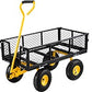 Steel Garden Cart Heavy Duty 500/900/1200/1400lbs Capacity with Removable Mesh Sides to Convert into Flatbed Metal Wagon