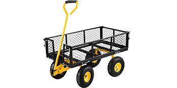 Steel Garden Cart Heavy Duty 500/900/1200/1400lbs Capacity with Removable Mesh Sides to Convert into Flatbed Metal Wagon