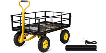 Steel Garden Cart Heavy Duty 500/900/1200/1400lbs Capacity with Removable Mesh Sides to Convert into Flatbed Metal Wagon