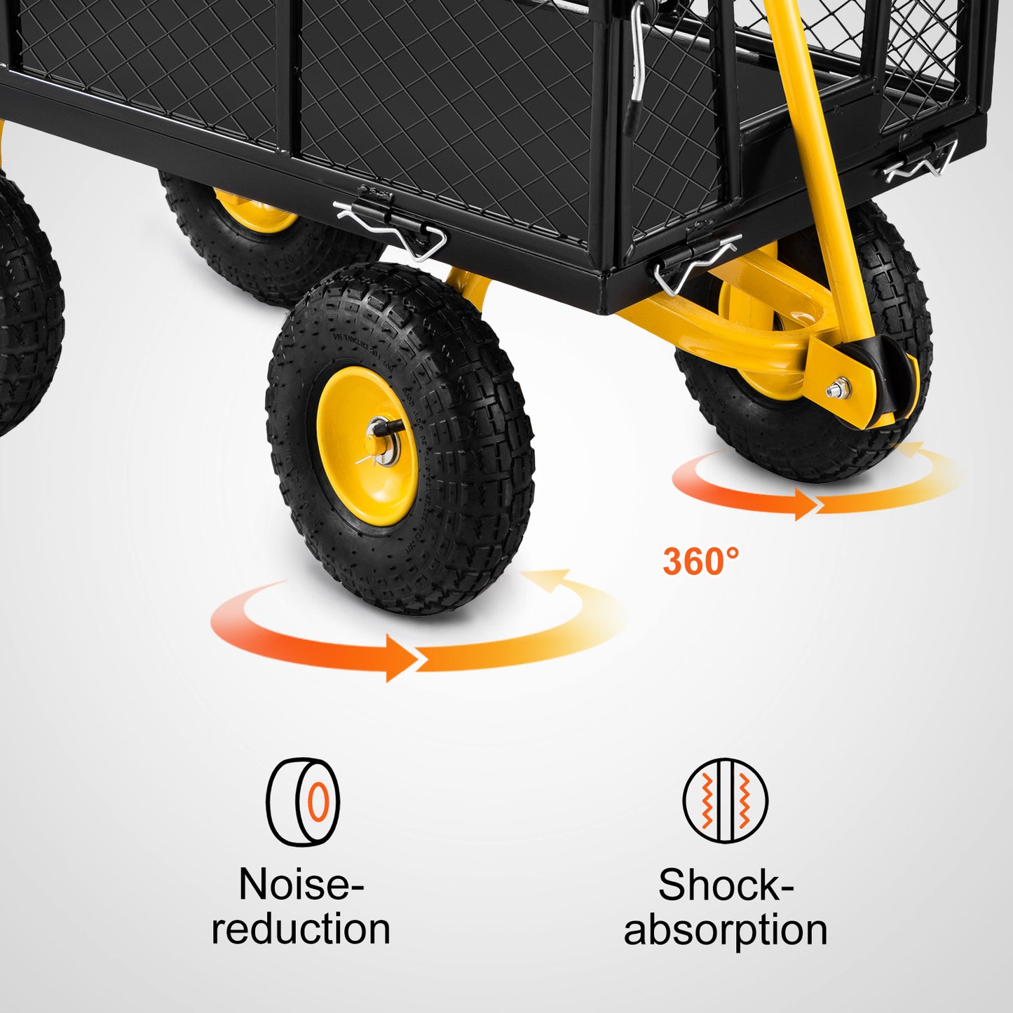 Steel Garden Cart Heavy Duty 500/900/1200/1400lbs Capacity with Removable Mesh Sides to Convert into Flatbed Metal Wagon