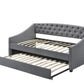 Daybed with trundle bed frame fabric upholstery - grey