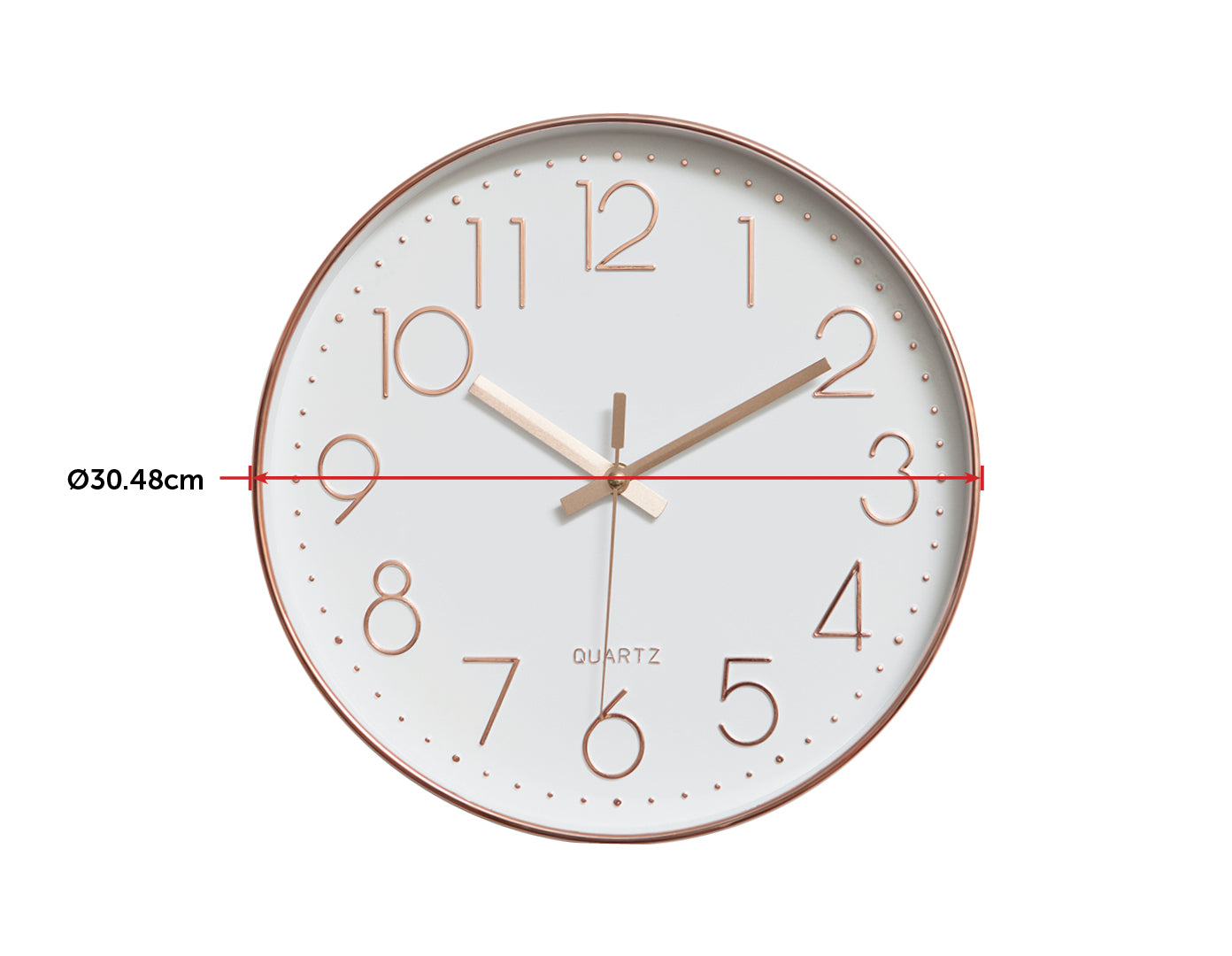 Modern Wall Clock Silent Non-Ticking Quartz Battery Operated Rose Gold