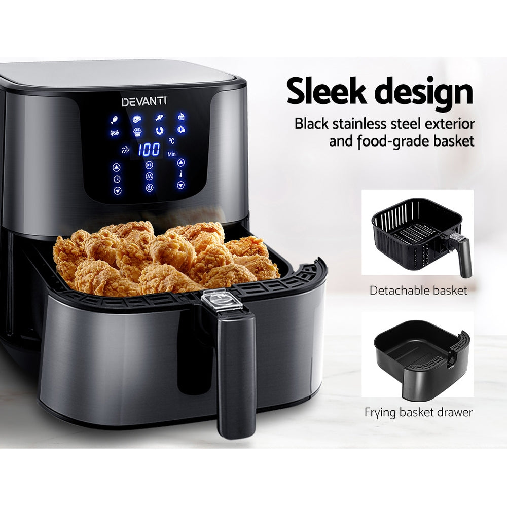 Air Fryer 7L LCD Fryers Oven Air Fryer Kitchen Healthy Cooker Stainless Steel