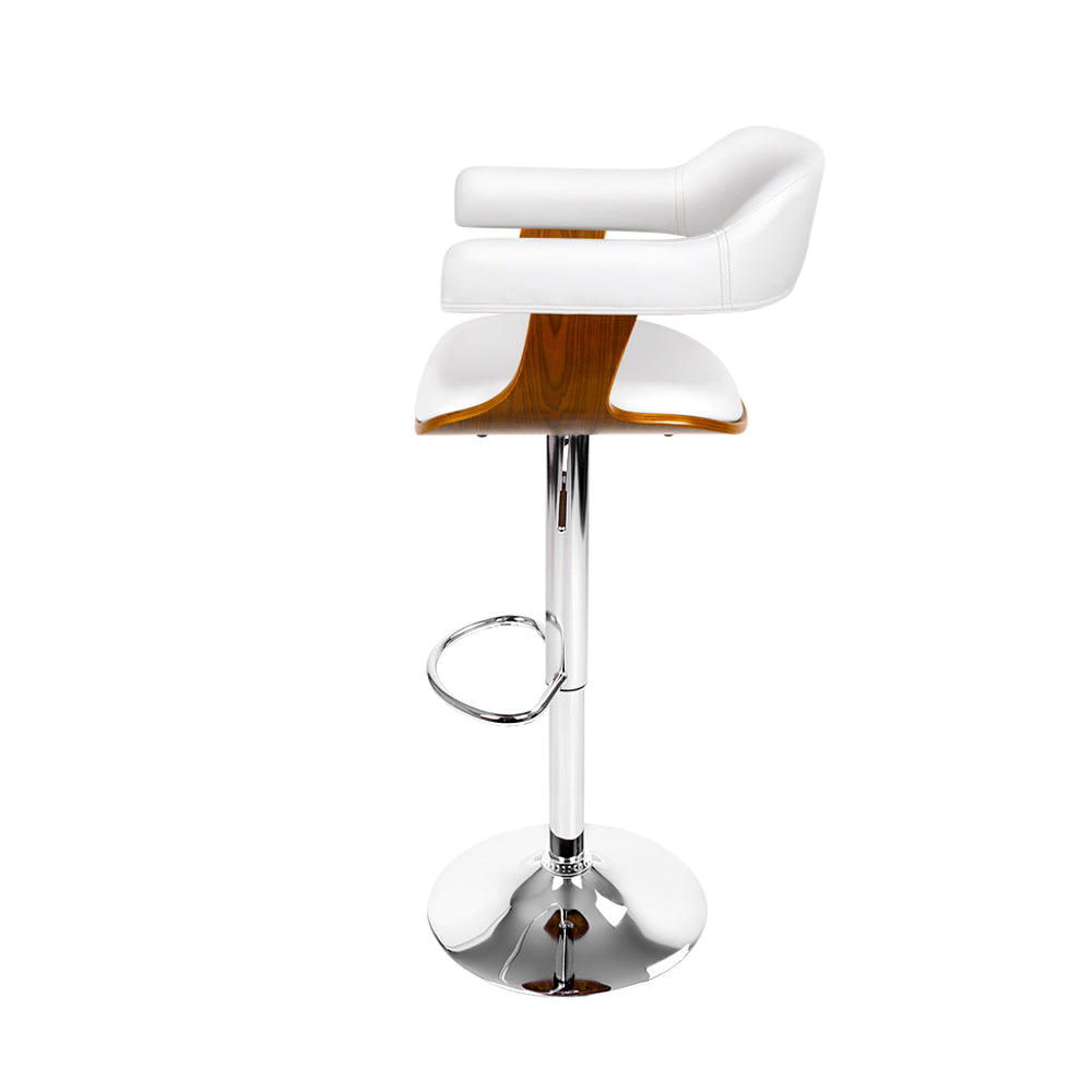 Wooden PU Leather Bar Stool - White and Chrome