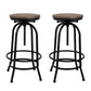 2x Bar Stools Adjustable Wood Chairs