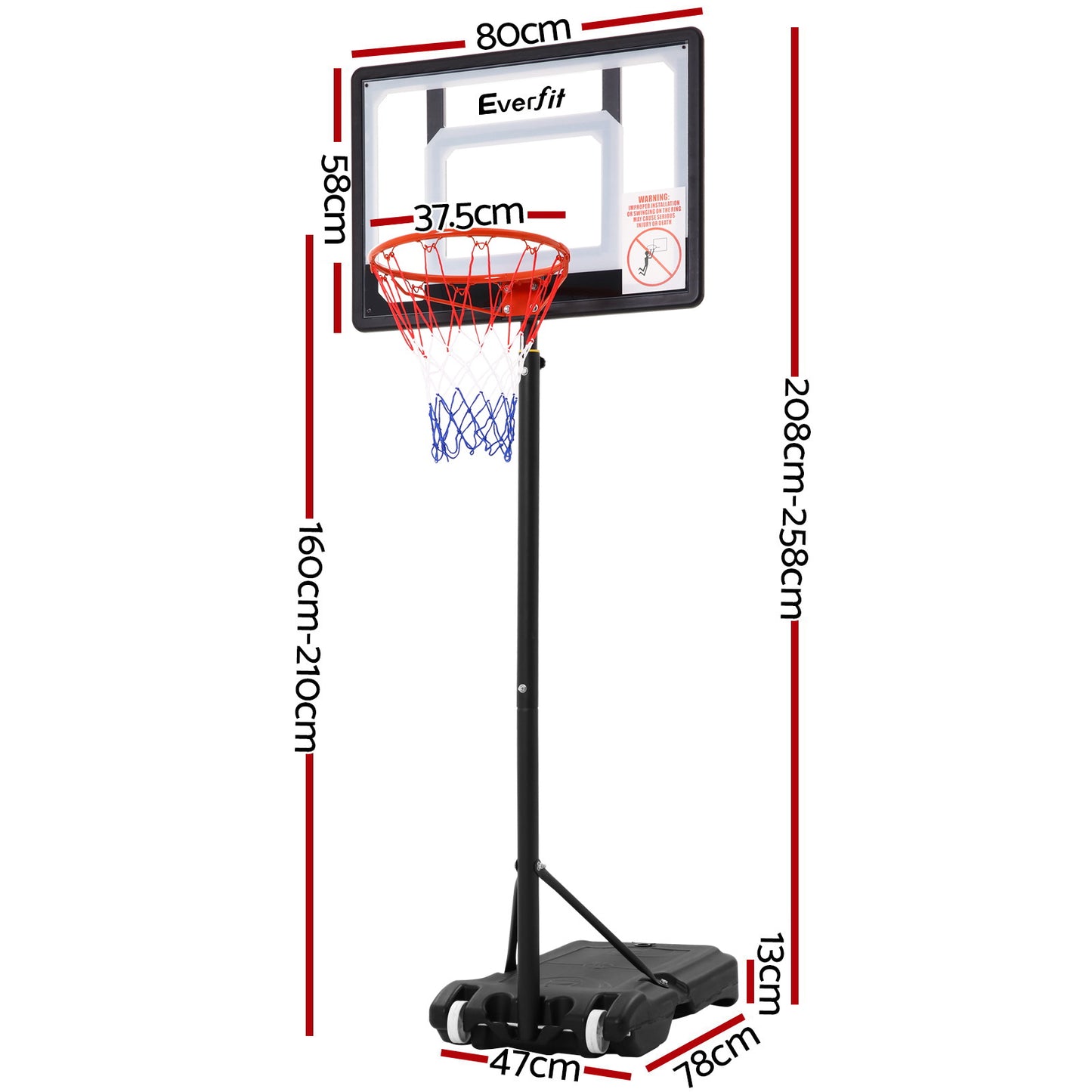 Adjustable Portable Basketball Stand Hoop System Rim