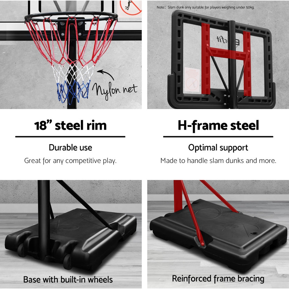 3.05M Basketball Hoop Stand System Ring Portable Net Height Adjustable Blue