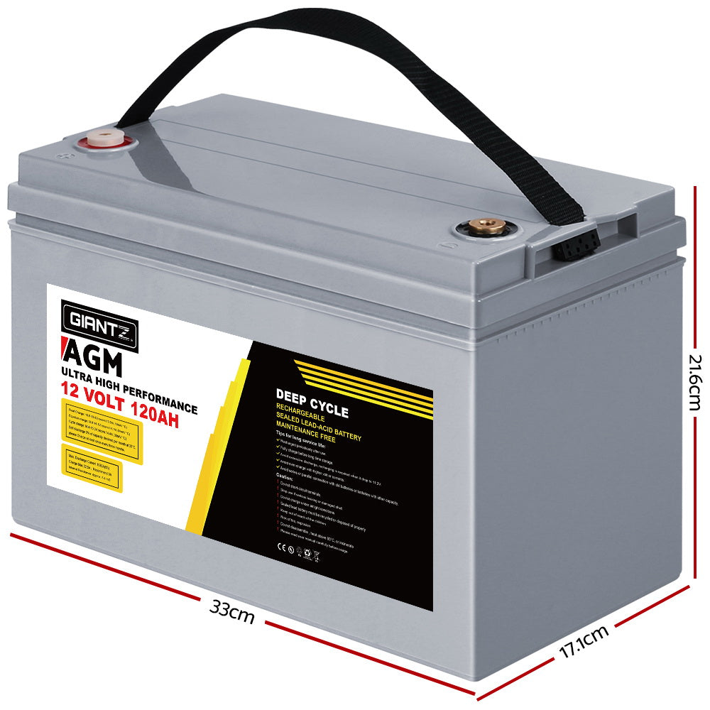 AGM Deep Cycle Battery 12V 120Ah Marine Sealed Power Portable Box Sola