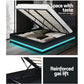 Lumi LED Bed Frame PU Leather Gas Lift Storage - Black King
