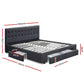 Avio Bed Frame Fabric Storage Drawers - Charcoal King