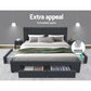 Avio Bed Frame Fabric Storage Drawers - Charcoal King