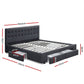 Bed Frame Fabric Storage Drawers - Charcoal Queen