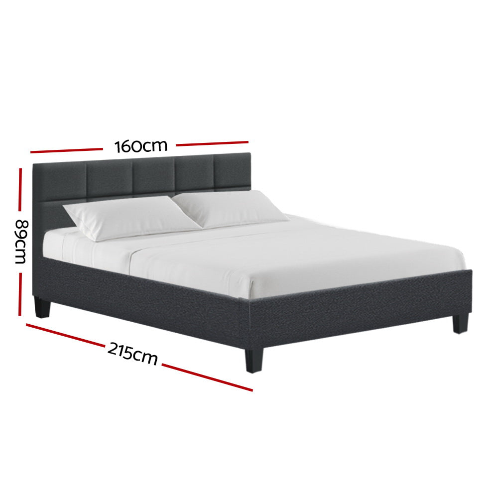 Tino Bed Frame Queen Size Charcoal Fabric