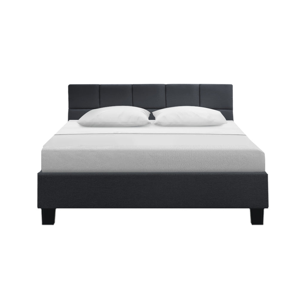 Tino Bed Frame Queen Size Charcoal Fabric