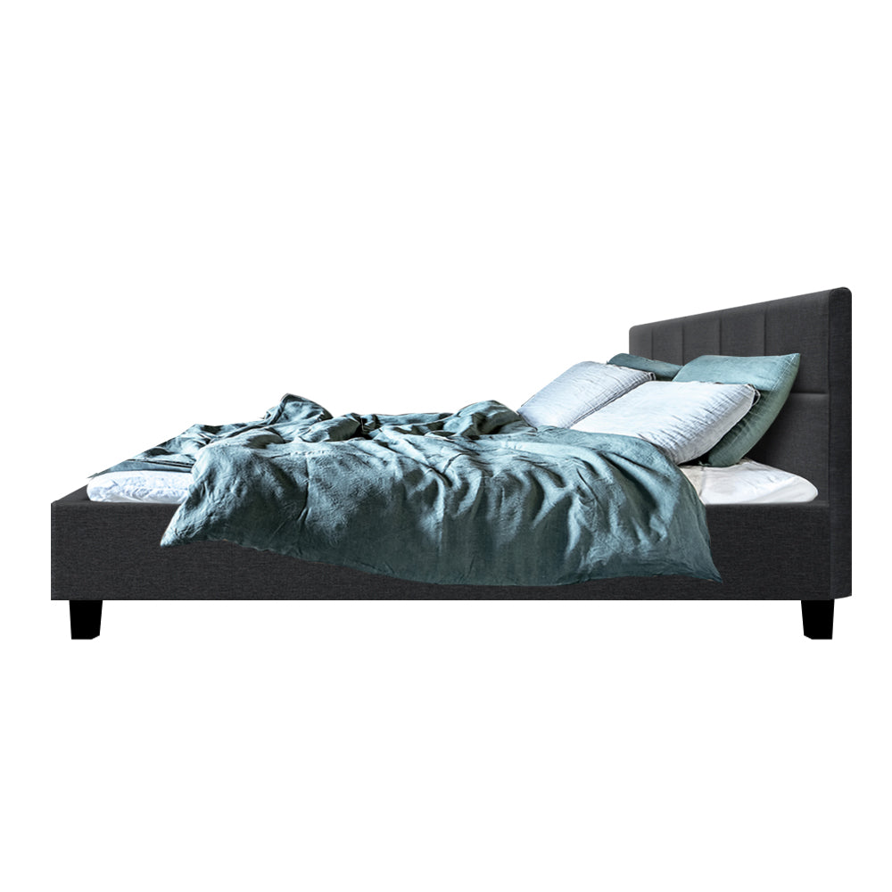 Tino Bed Frame Queen Size Charcoal Fabric