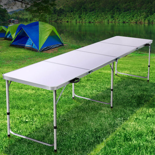 Folding Camping Table 240CM Portable Outdoor Picnic BBQ Aluminium Desk