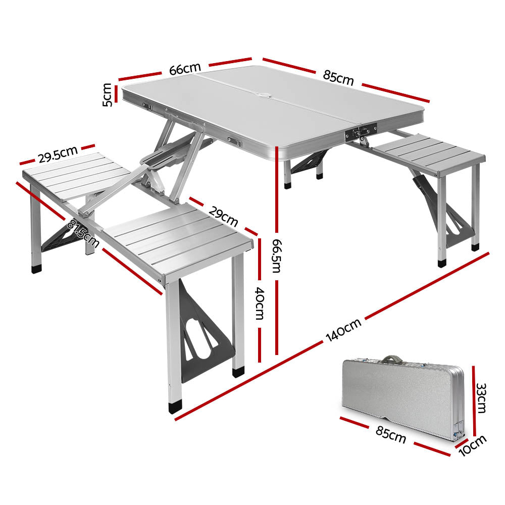 Camping Table with Chairs Folding Outdoor Picnic Beach BBQ 85CM