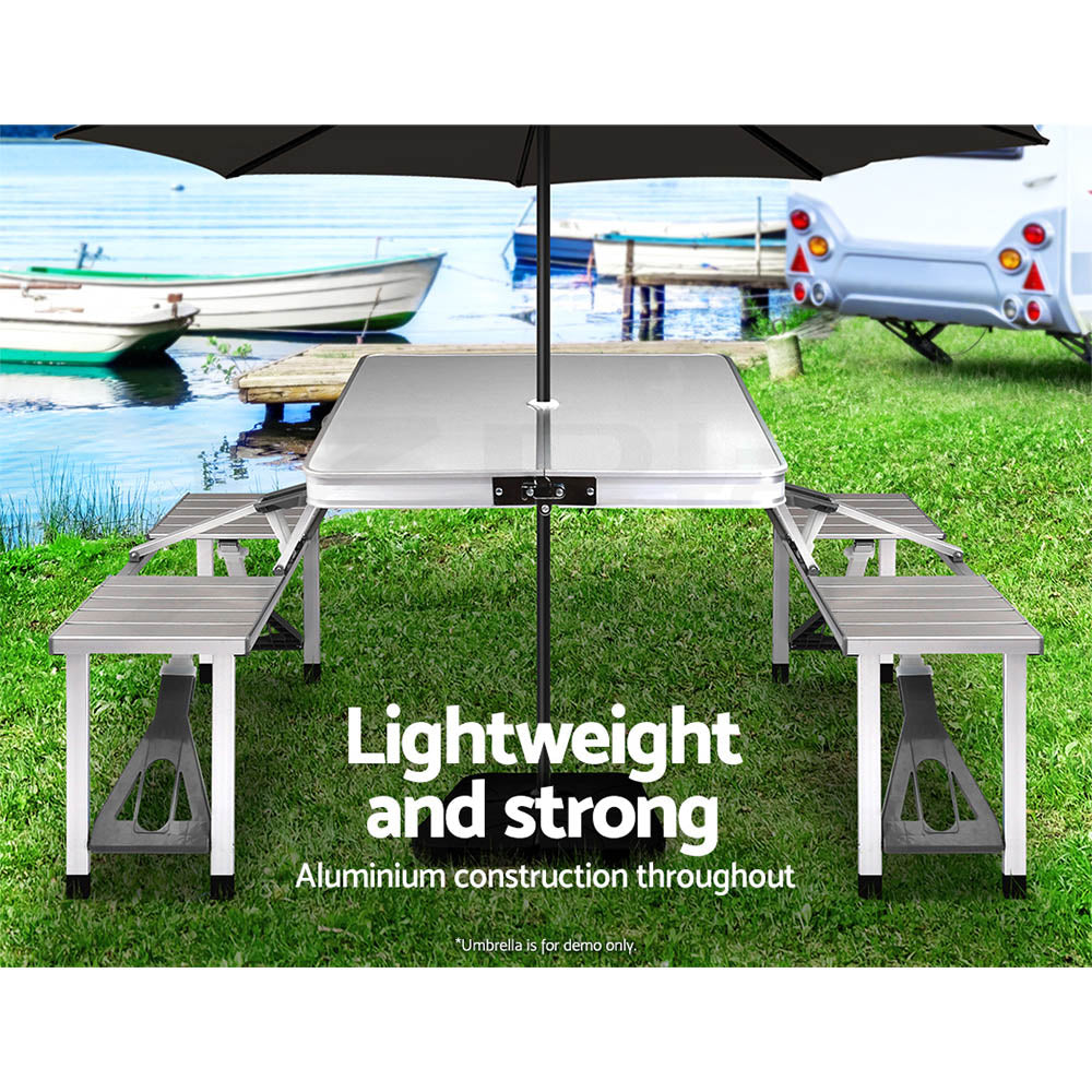 Camping Table with Chairs Folding Outdoor Picnic Beach BBQ 85CM