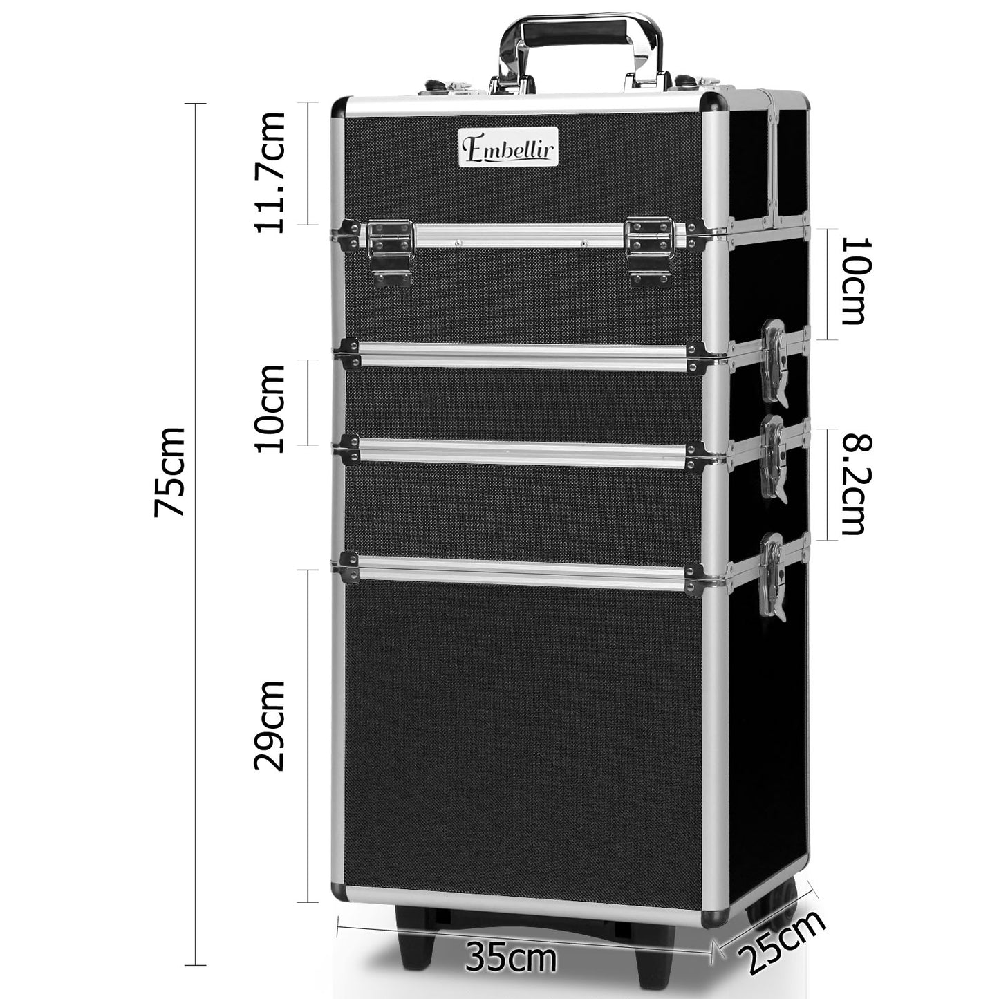 Portable Cosmetic Beauty Makeup Trolley - Black