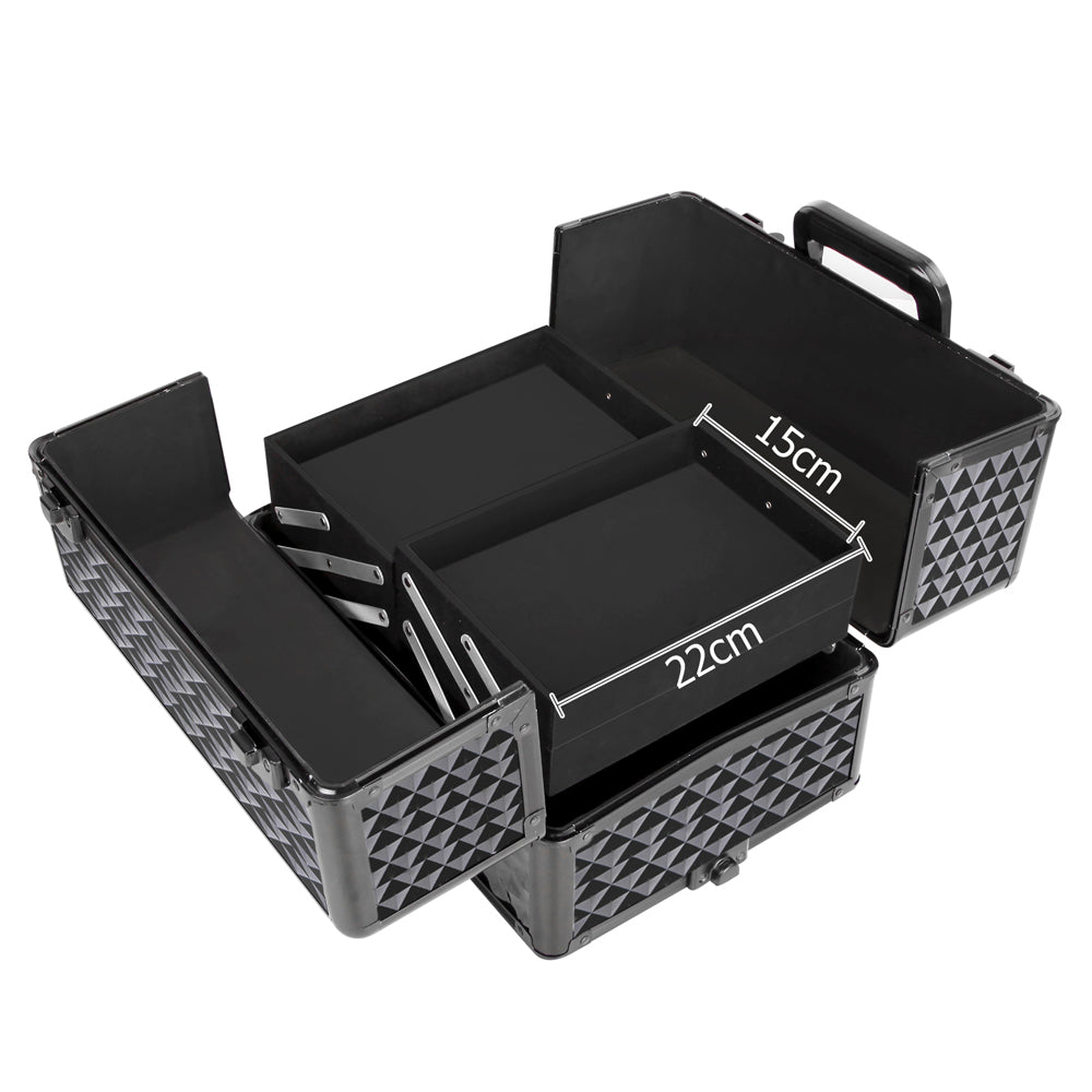 Portable Cosmetic Beauty Makeup Trolley - Diamond Black