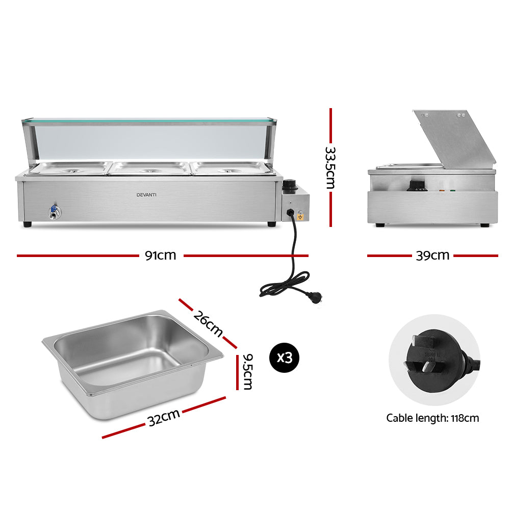 THE WARREN -Commercial Food Warmer Bain Marie Electric Buffet Pan Stainless Steel