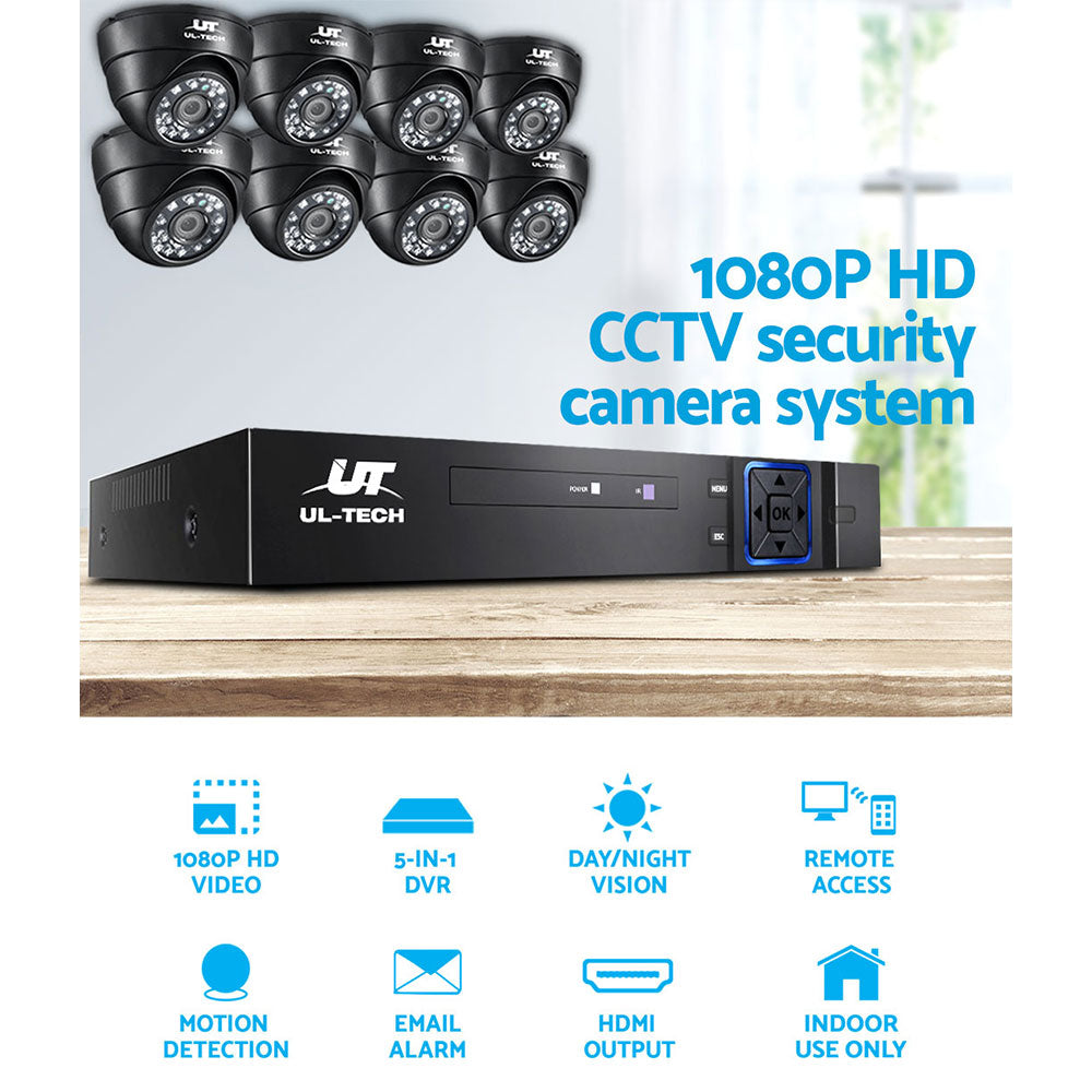 CCTV Camera Home Security System 8CH DVR 1080P IP 8 Dome Cameras Long Range