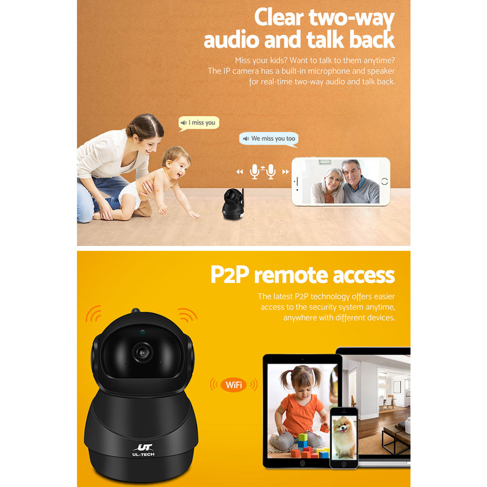 Set of 2 1080P Wireless IP Camera CCTV Security System Baby Monitor Black