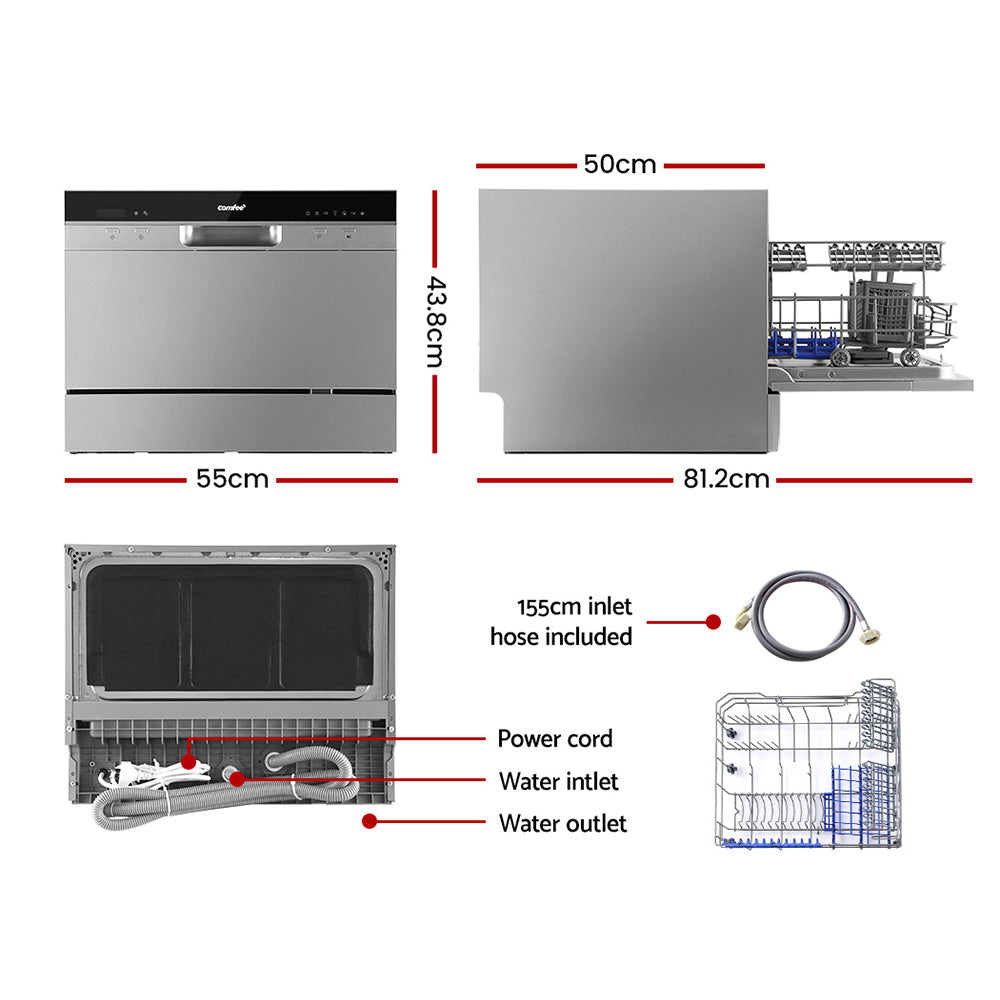 Benchtop Dishwasher 6 Place Setting Countertop Dishwasher Freestanding