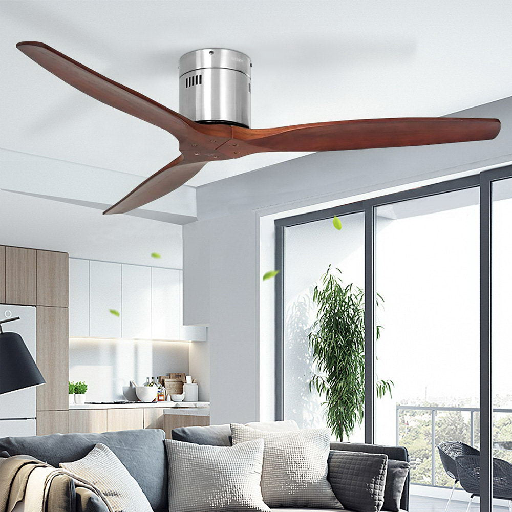 52'' Ceiling Fan With Remote Control Fans 3 Wooden Blades Timer