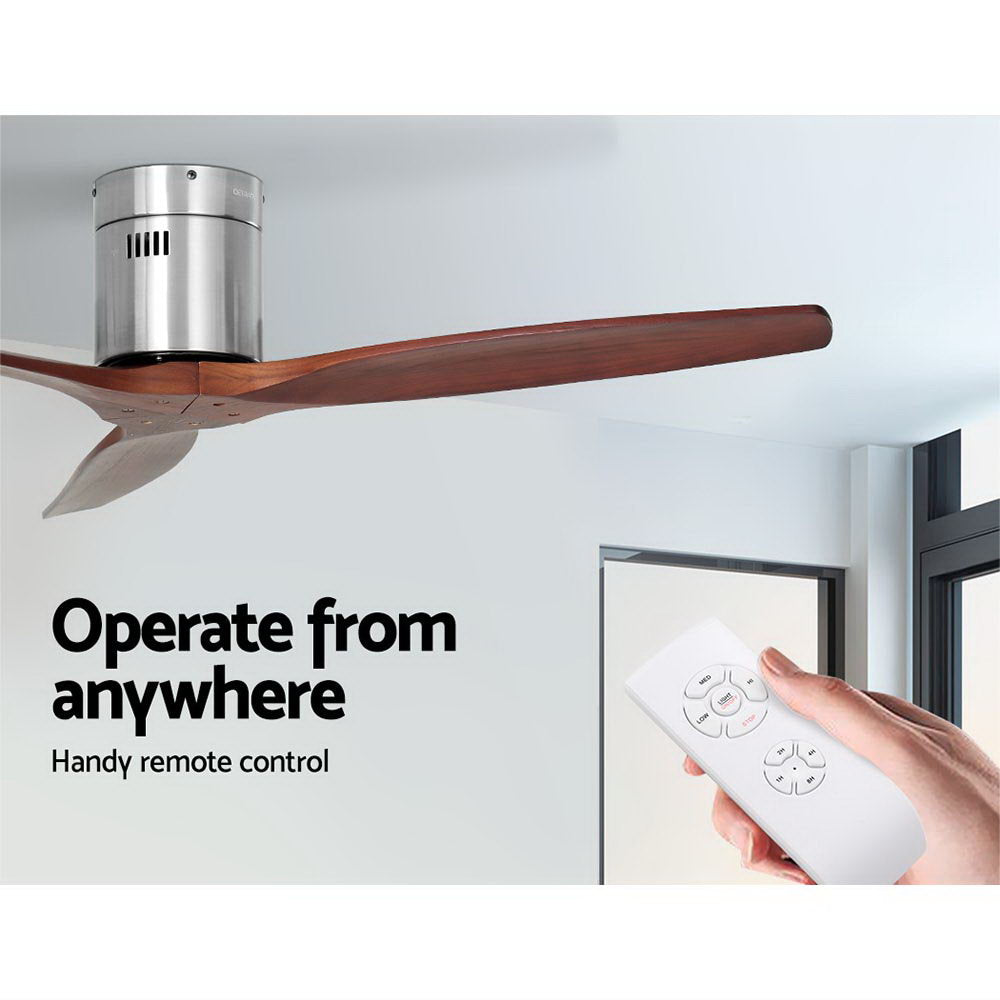 52'' Ceiling Fan With Remote Control Fans 3 Wooden Blades Timer