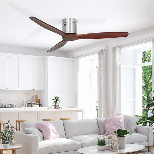 52'' Ceiling Fan With Remote Control Fans 3 Wooden Blades Timer