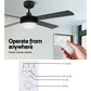 52'' Ceiling Fan w/Light w/Remote Timer - Black