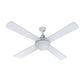 52'' Ceiling Fan w/Light w/Remote Timer - White