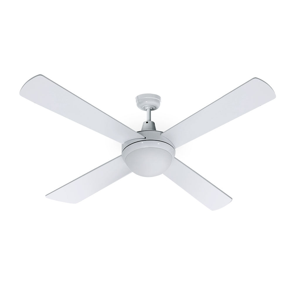 52'' Ceiling Fan w/Light w/Remote Timer - White