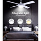 52'' Ceiling Fan w/Light w/Remote Timer - White