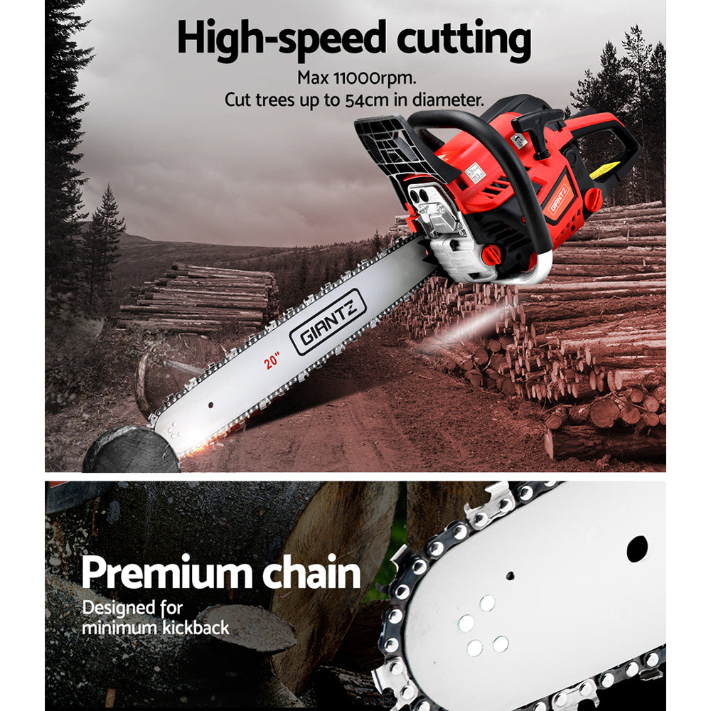 52 CC Chainsaw Petrol Pruning Chain Saw Top Handle Commercial E-Start