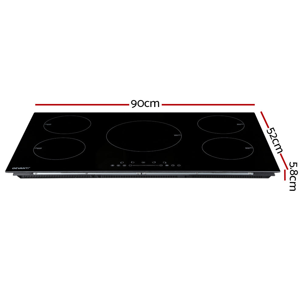 Induction Cooktop 90cm Electric Cooker Ceramic 5 Zones Stove Hot Plate