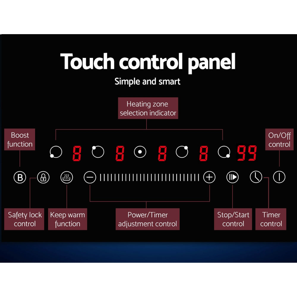 Induction Cooktop 90cm Electric Cooker Ceramic 5 Zones Stove Hot Plate