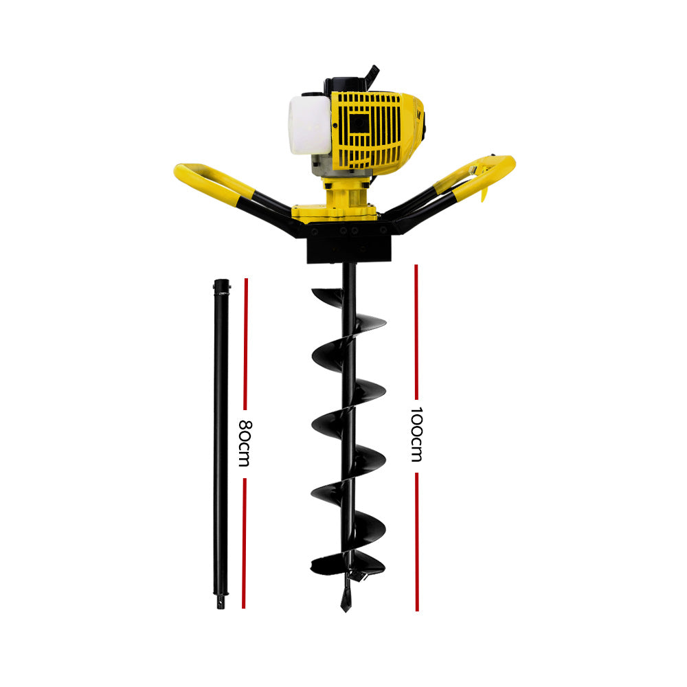 80CC Petrol Post Hole Digger Auger Bits Drill Borer Fence Extension