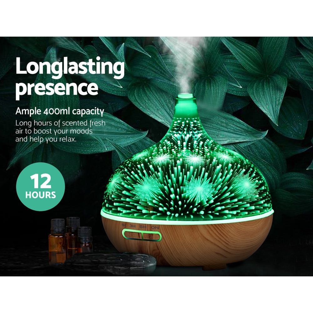 Aroma Aromatherapy Diffuser 3D LED Night Light Firework Air Humidifier Purifier 400ml Remote Control