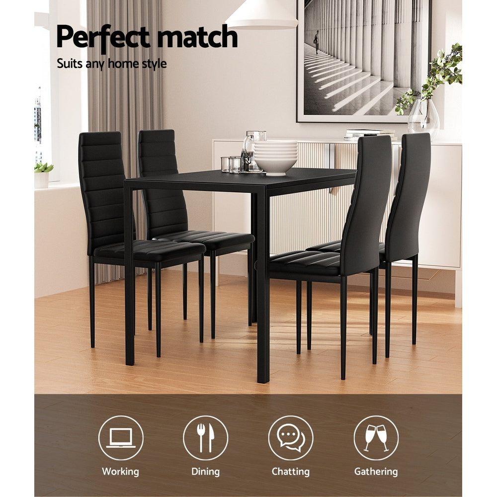 Dining Chairs and Table Dining Set 4 Chair Set Of 5 Black