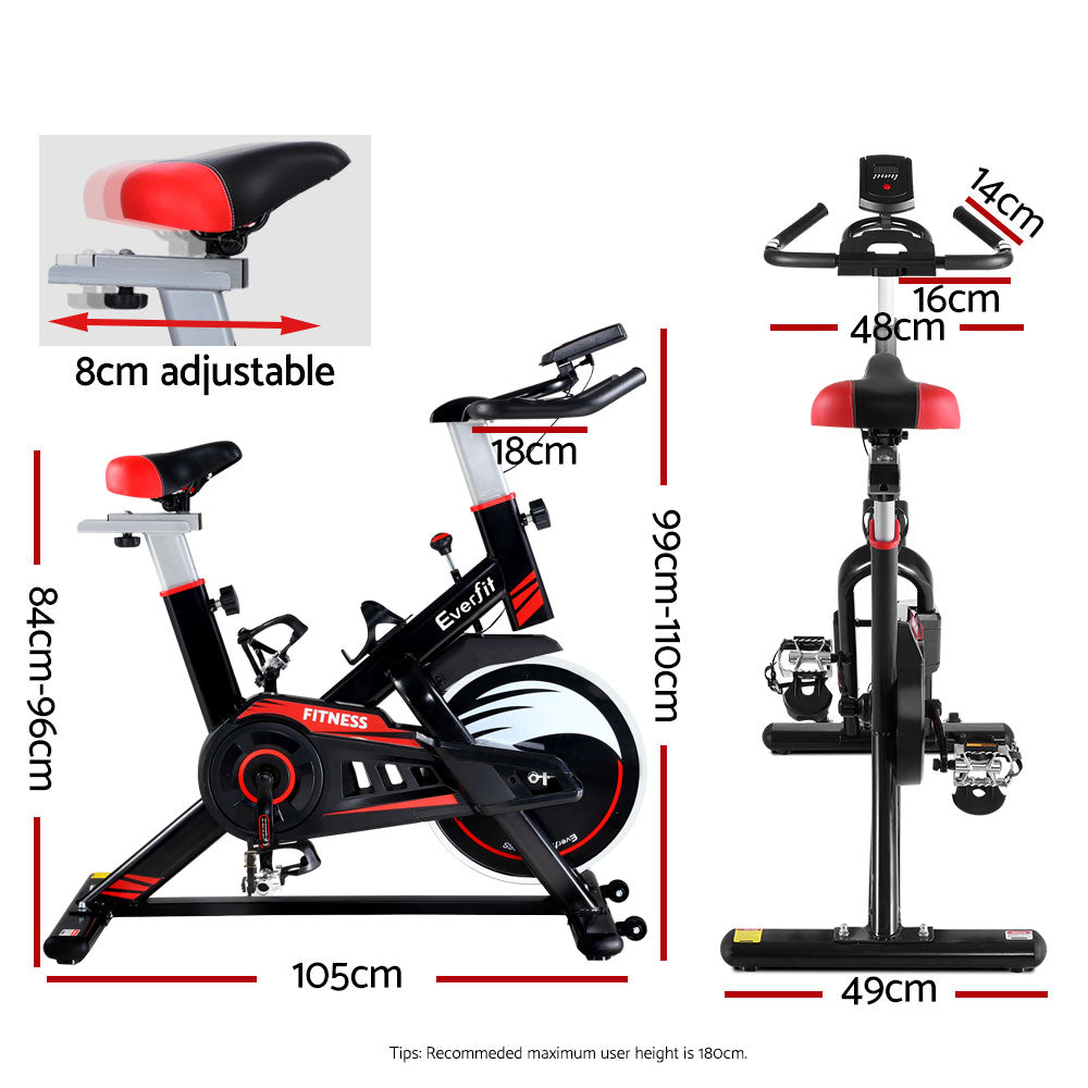 Spin Exercise Bike Fitness Commercial Home Workout Gym Equipment Black