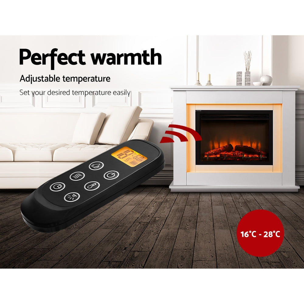 2000W Electric Fireplace Mantle Portable Fire Log Wood Heater 3D Flame Effect White