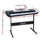 61 Keys Electronic Piano Keyboard LED Electric Silver with Music Stand for Beginner